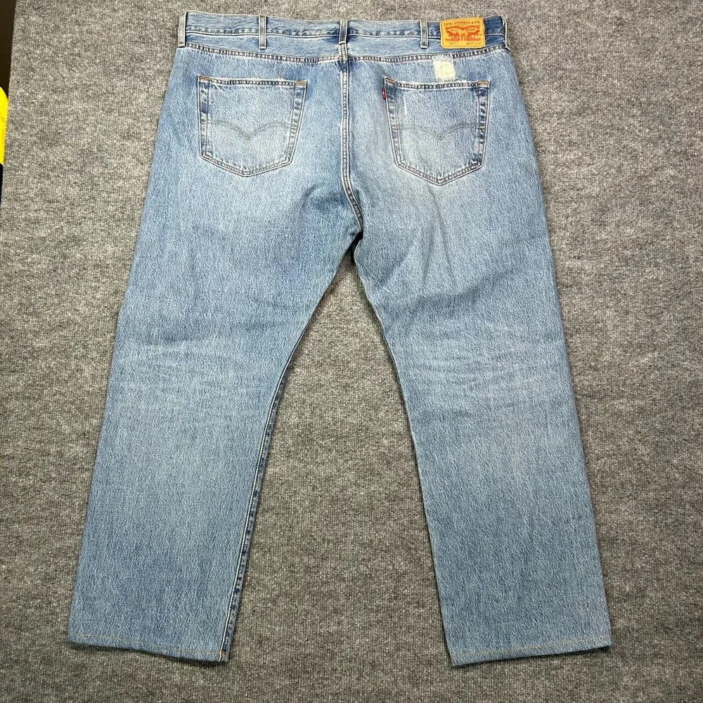 Levi's 501 Jeans Men's Blue Denim Distressed Pockets Classic Button Fly - 44X32